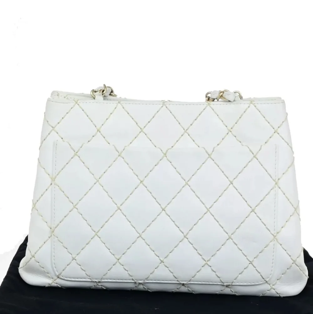 CHANEL 🔥Rare🔥 Wild Stitch Lambskin Quilted Chain Shoulder Bag!